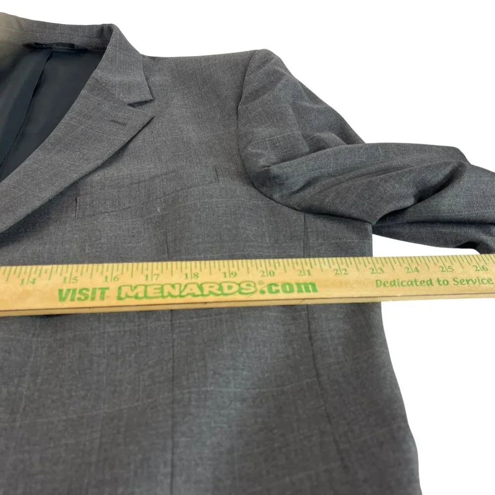 Jos A Bank Travelers Wool Blazer Jacket Mens 46L Gray Window‎ Pane Sport Coat